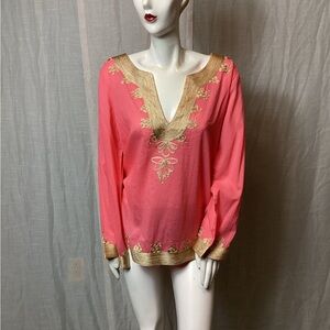 Suavage Pink Embroidered Tunic; Size: L
